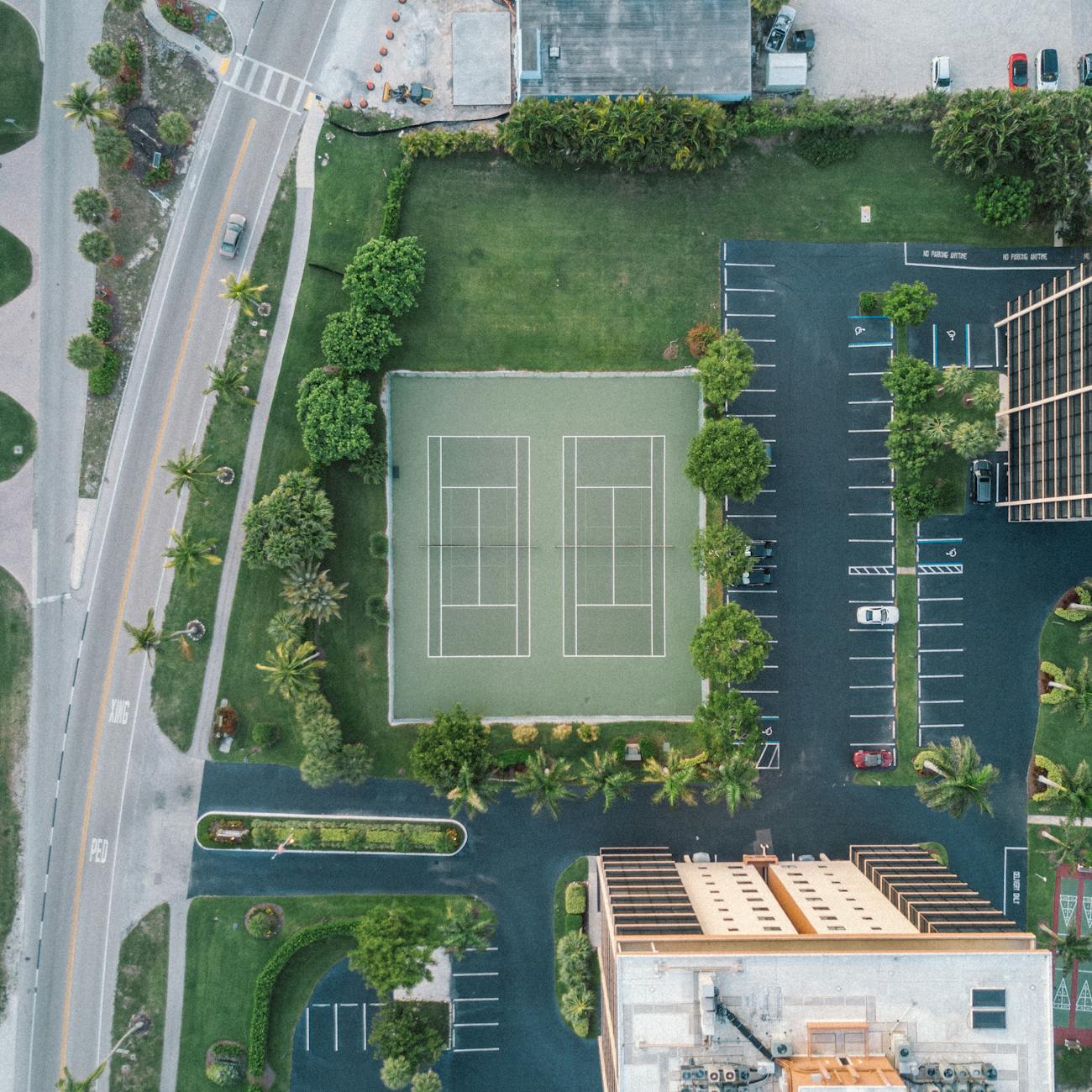 aerial photography of green lawn